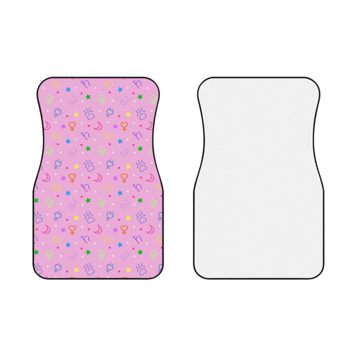 Car Mats (2x Front) Kawaii Floor mats, moon symbols planets pink cosplay car