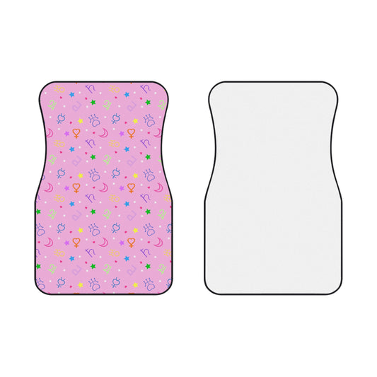 Car Mats (2x Front) Kawaii Floor mats, moon symbols planets pink cosplay car