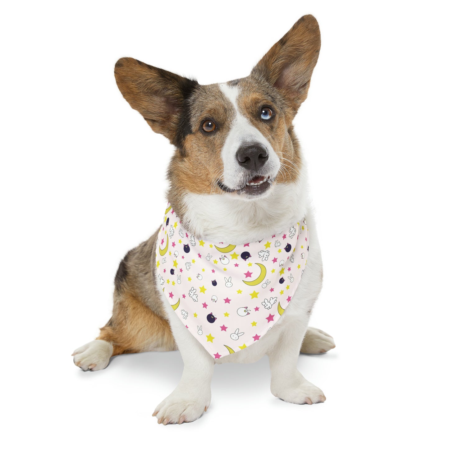 Bunny and Stars Moon Anime Pet Bandana pink cosplay collar