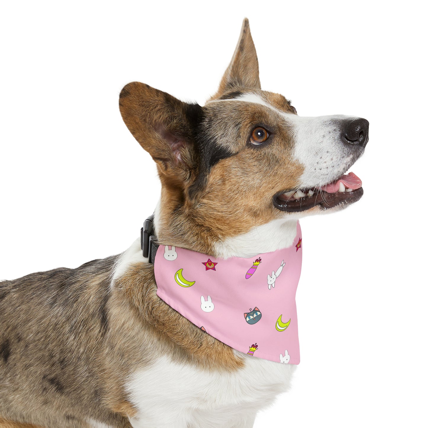 Strawberry Pet Bandana Moon Wands Collar, kawaii lolita style pink anime pet cosplay, dog bandana