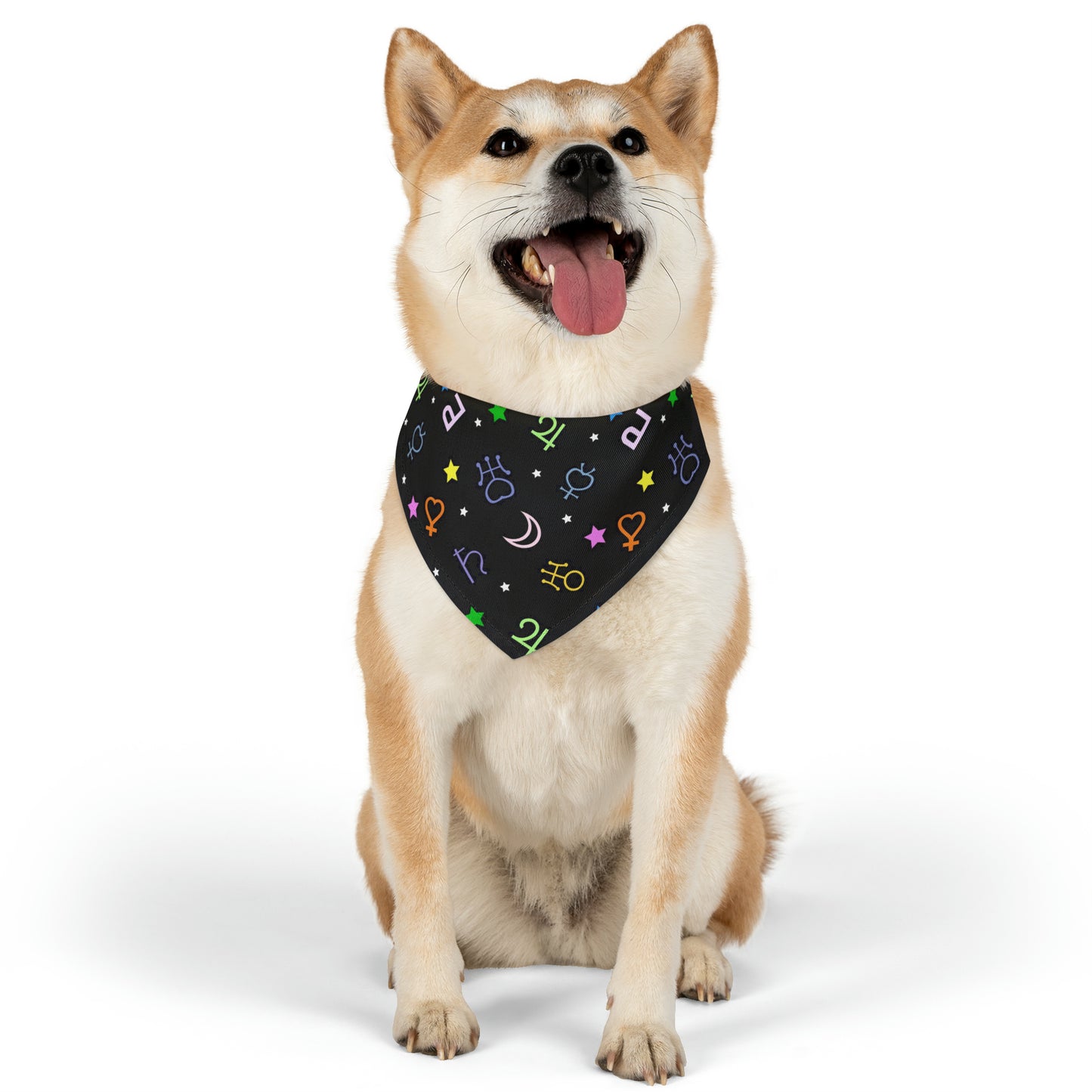 Pet Bandana Moon Symbols Collar, scouts, anime pet cosplay, black bandana