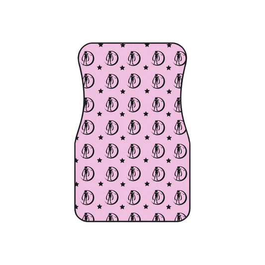 Car Mats (2x Front) Kawaii Floor mats, moon symbols planets pink silhouette cosplay car
