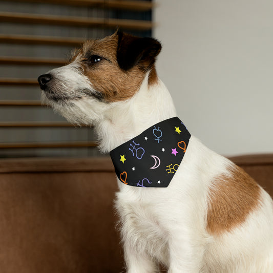 Pet Bandana Moon Symbols Collar, scouts, anime pet cosplay, black bandana