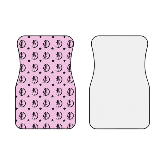 Car Mats (2x Front) Kawaii Floor mats, moon symbols planets pink silhouette cosplay car