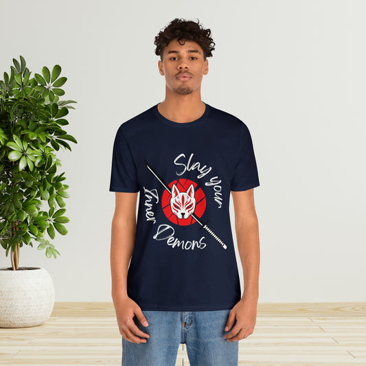 Unisex Jersey Short Sleeve Tee anime demon katana cat mask cosplay theme otaku t-shirts