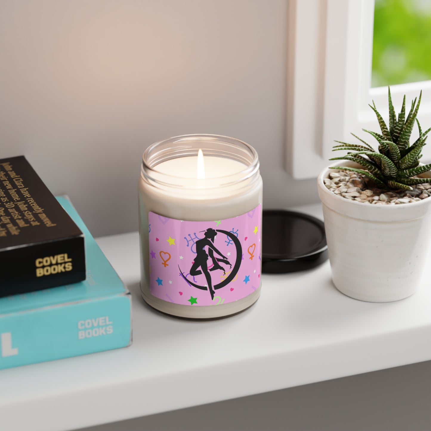 Sailor Symbols Planets Magical Girls Scented Soy Candle, Pink, anime, kawaii, cosplay, natural soy wax 9oz