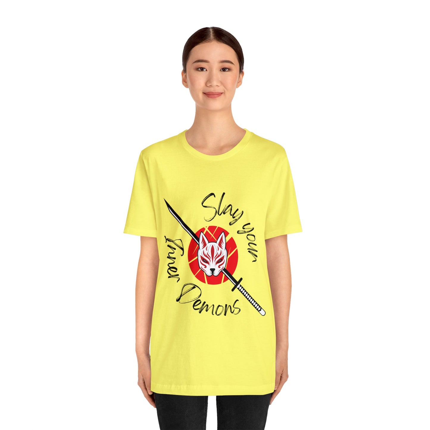 Unisex Jersey Short Sleeve Tee anime demon katana cat mask cosplay theme otaku t-shirts