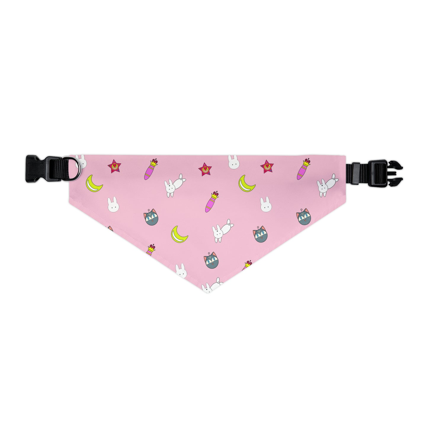 Strawberry Pet Bandana Moon Wands Collar, kawaii lolita style pink anime pet cosplay, dog bandana