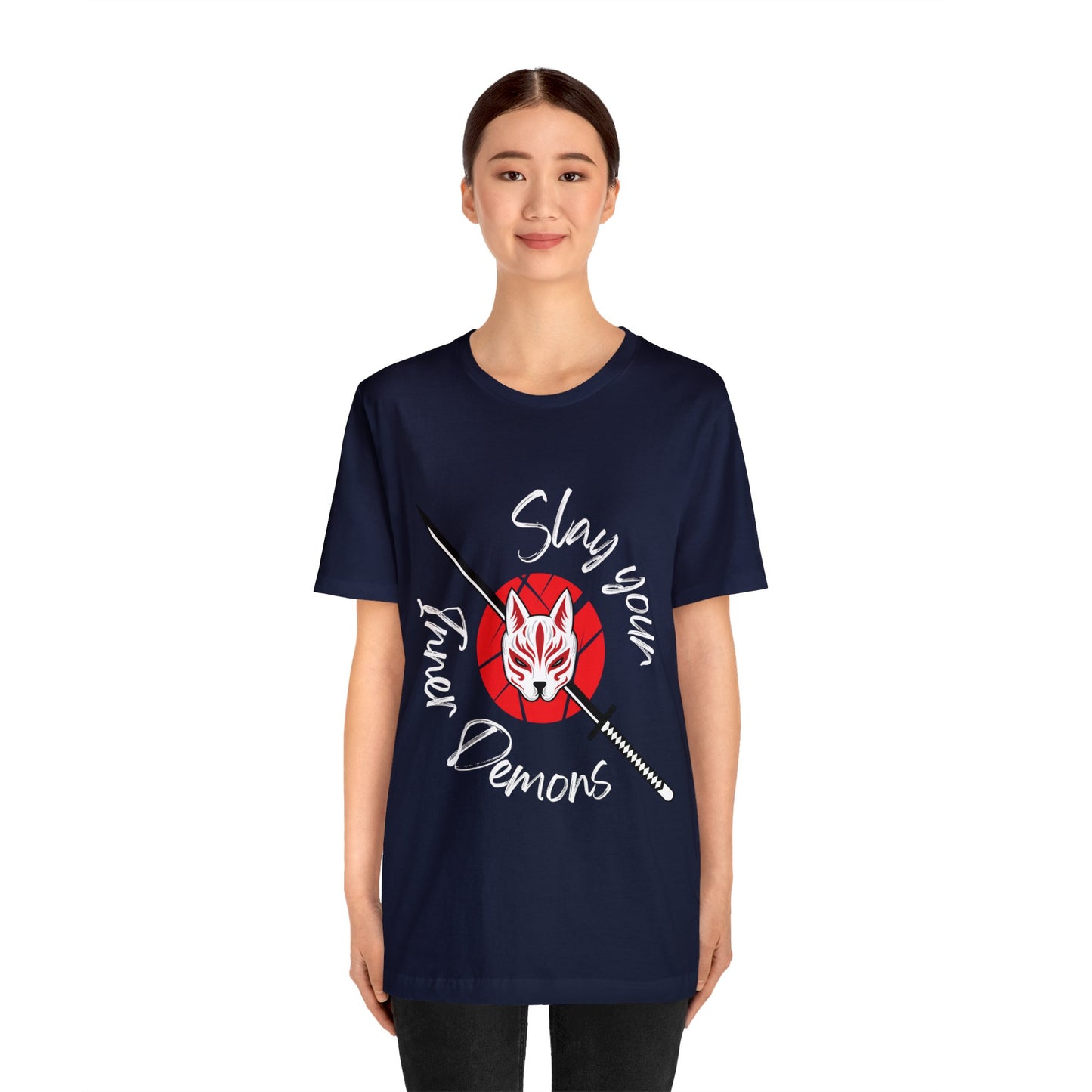 Unisex Jersey Short Sleeve Tee anime demon katana cat mask cosplay theme otaku t-shirts
