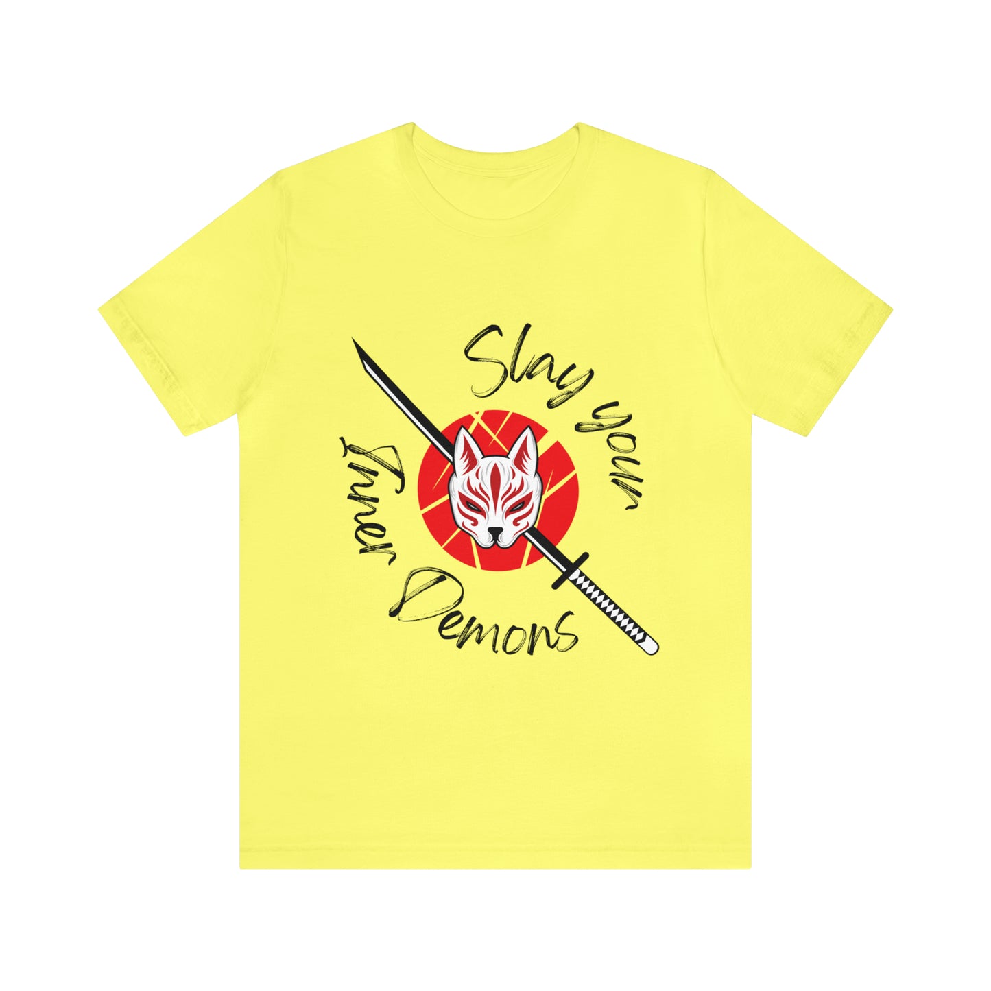Unisex Jersey Short Sleeve Tee anime demon katana cat mask cosplay theme otaku t-shirts