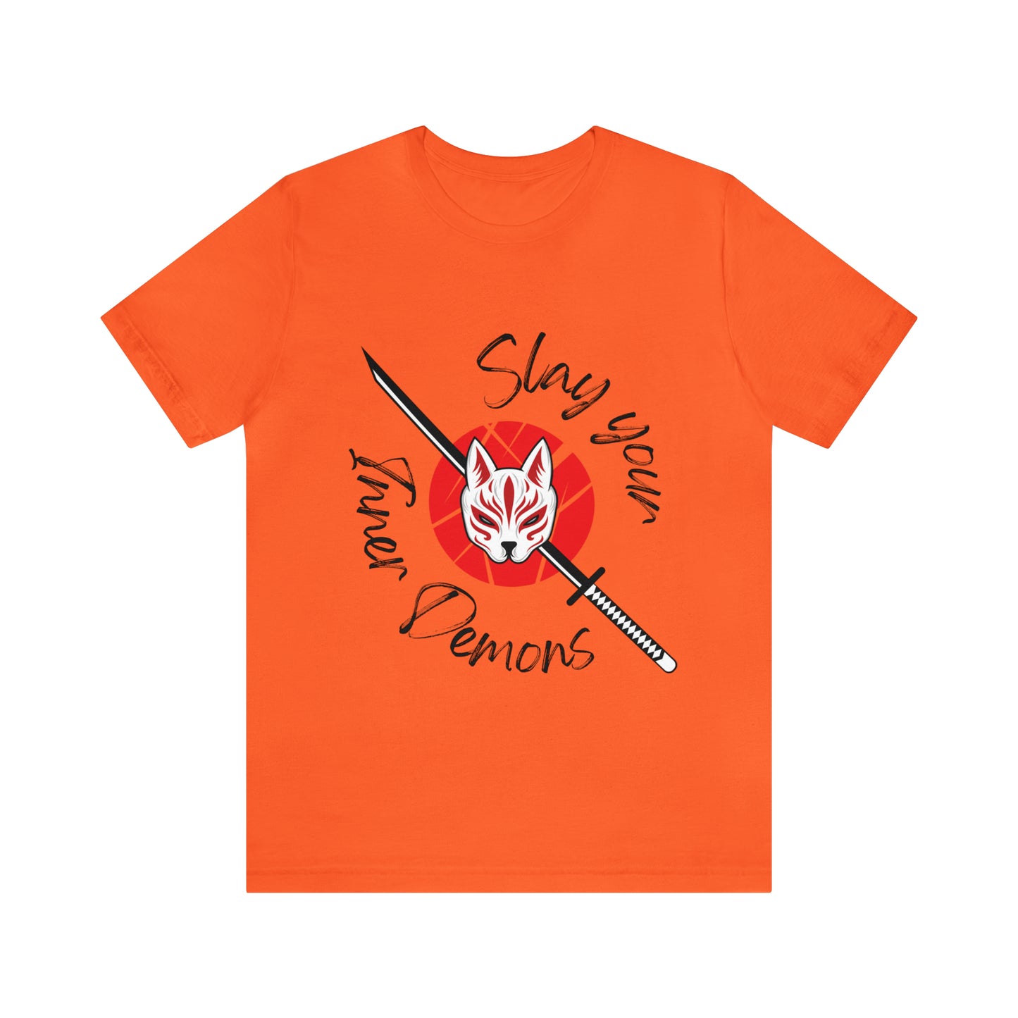 Unisex Jersey Short Sleeve Tee anime demon katana cat mask cosplay theme otaku t-shirts