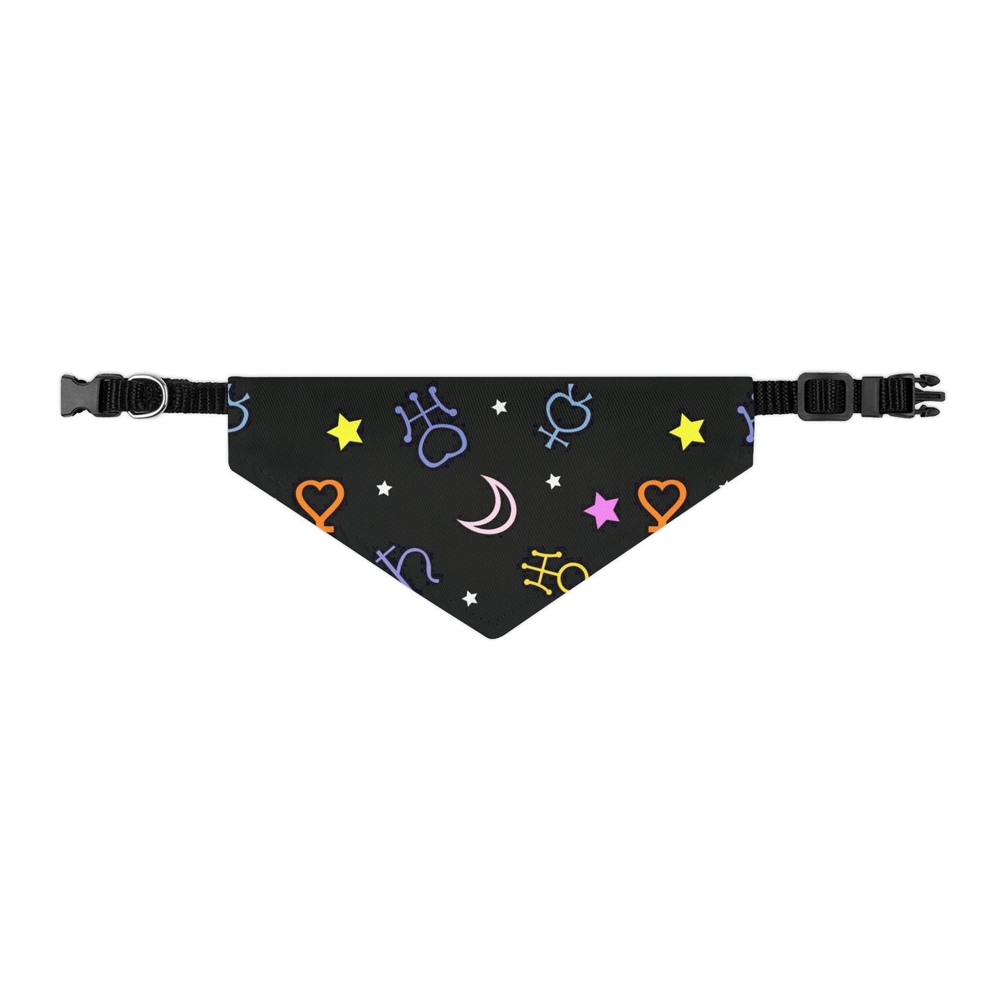 Pet Bandana Moon Symbols Collar, scouts, anime pet cosplay, black bandana