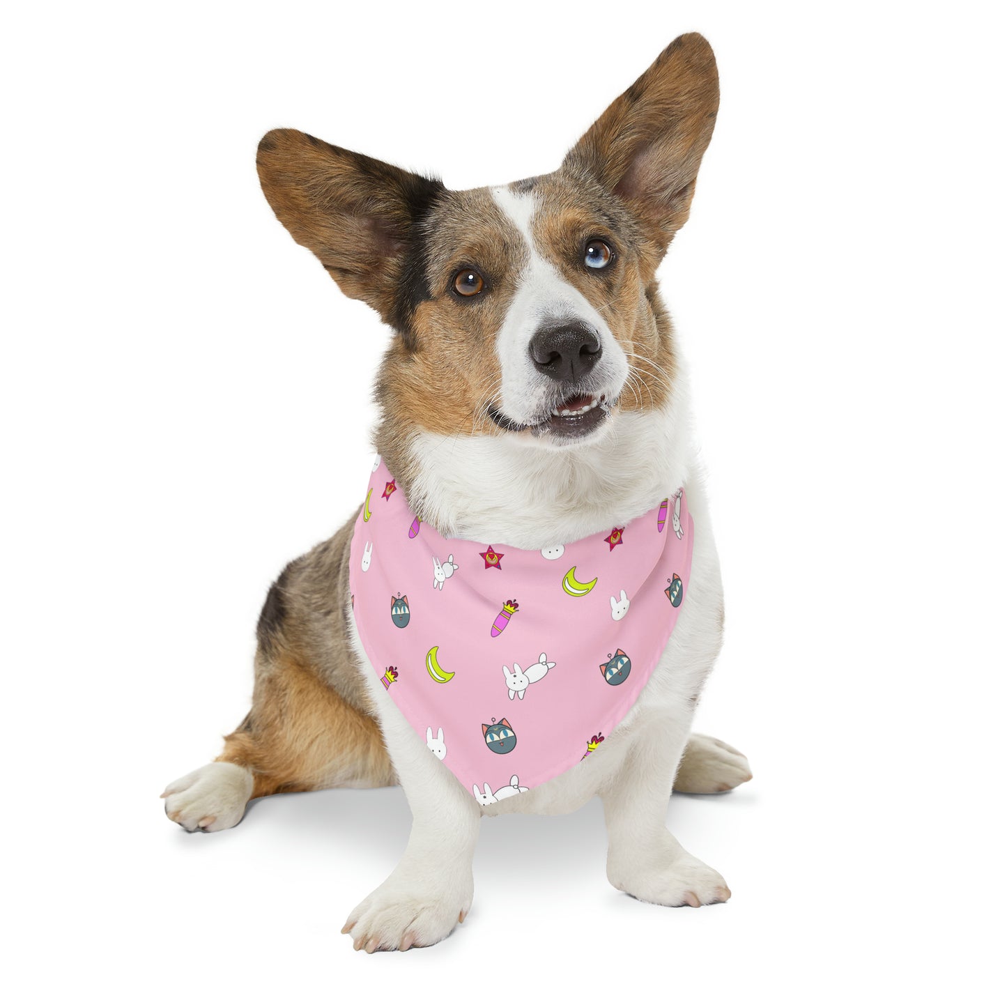 Strawberry Pet Bandana Moon Wands Collar, kawaii lolita style pink anime pet cosplay, dog bandana
