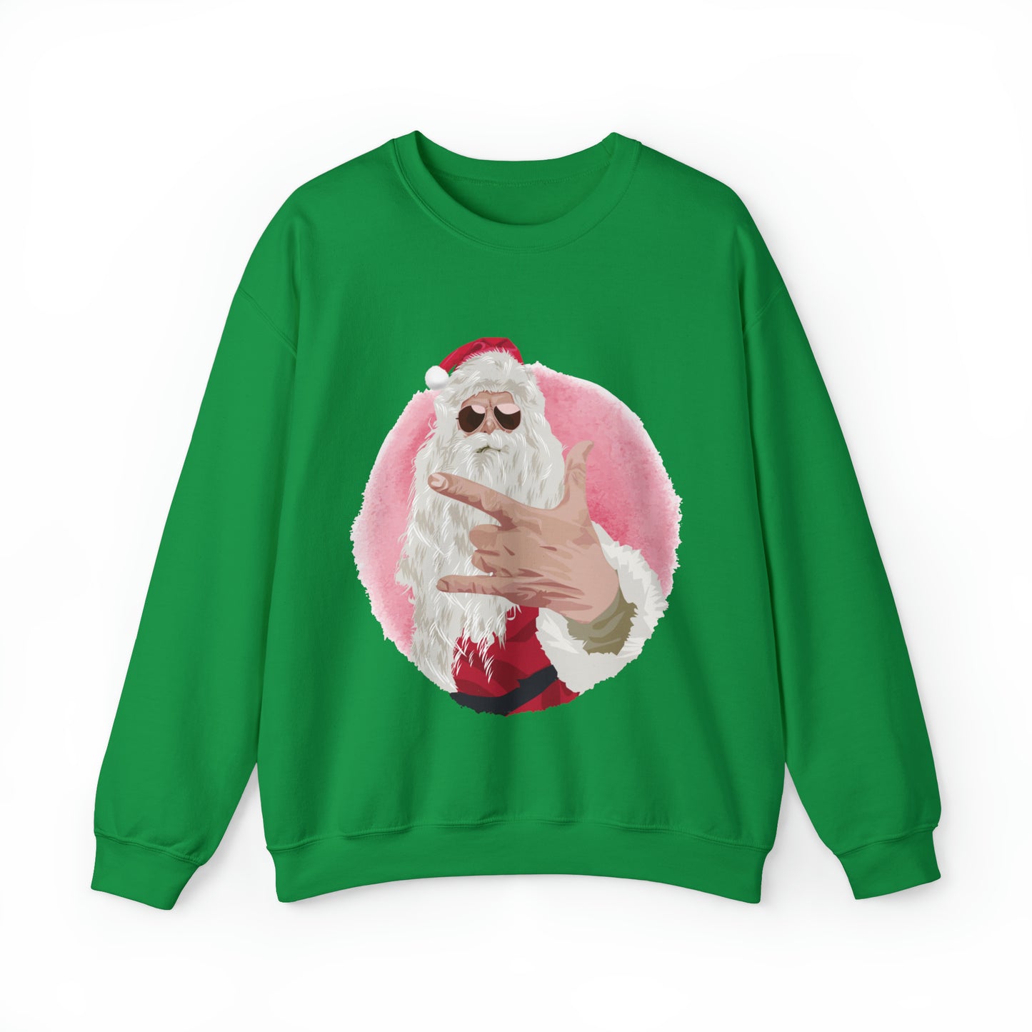 Unisex Heavy Blend™ Crewneck Sweatshirt Rock Santa Christmas gift, ugly sweater