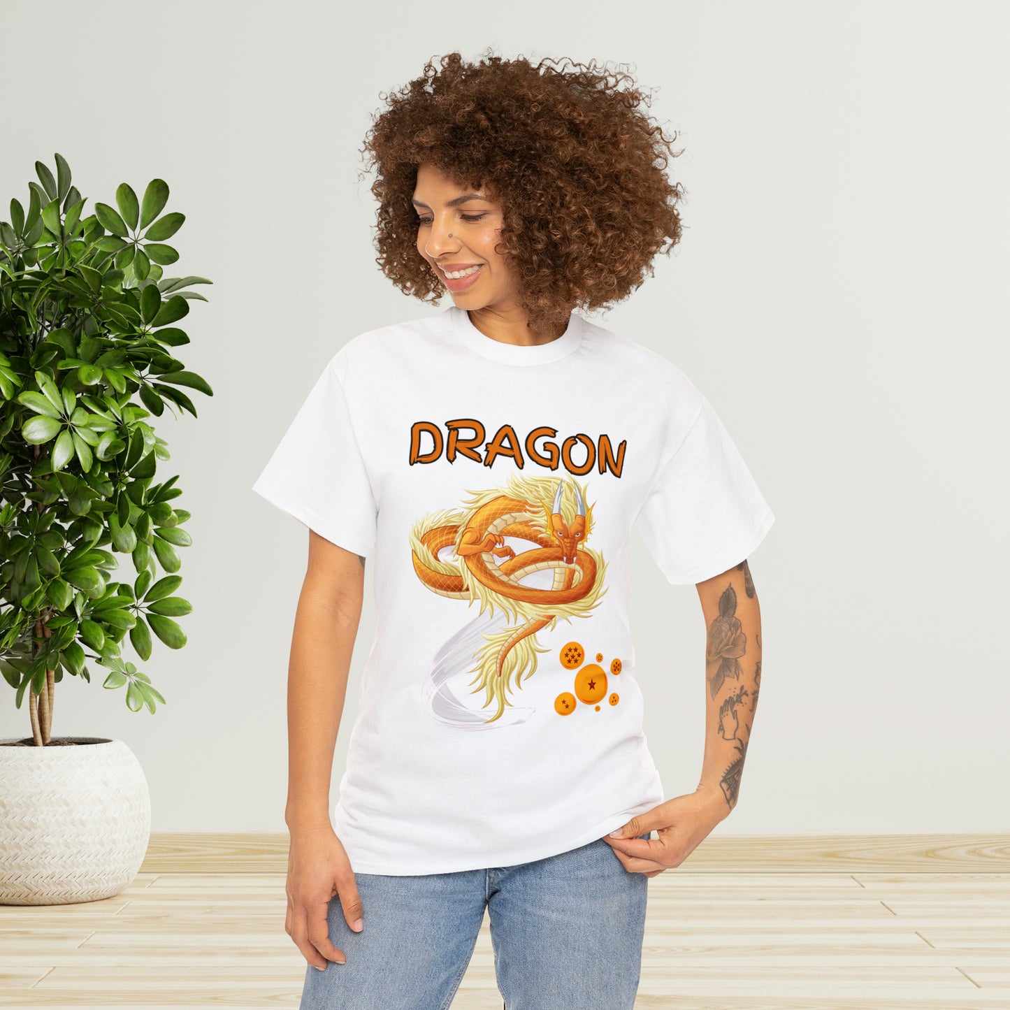Unisex Heavy Cotton Tee Dragon Monkey Kid Stars