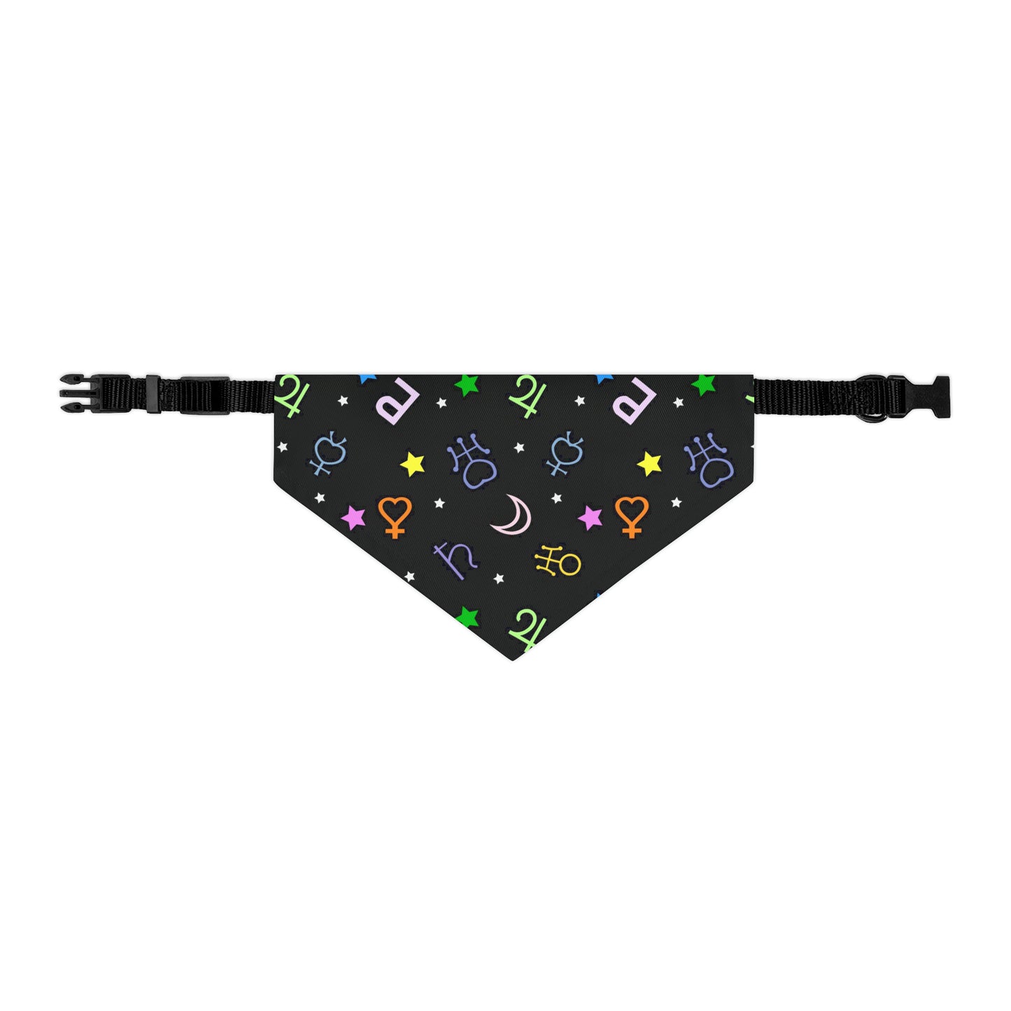 Pet Bandana Moon Symbols Collar, scouts, anime pet cosplay, black bandana