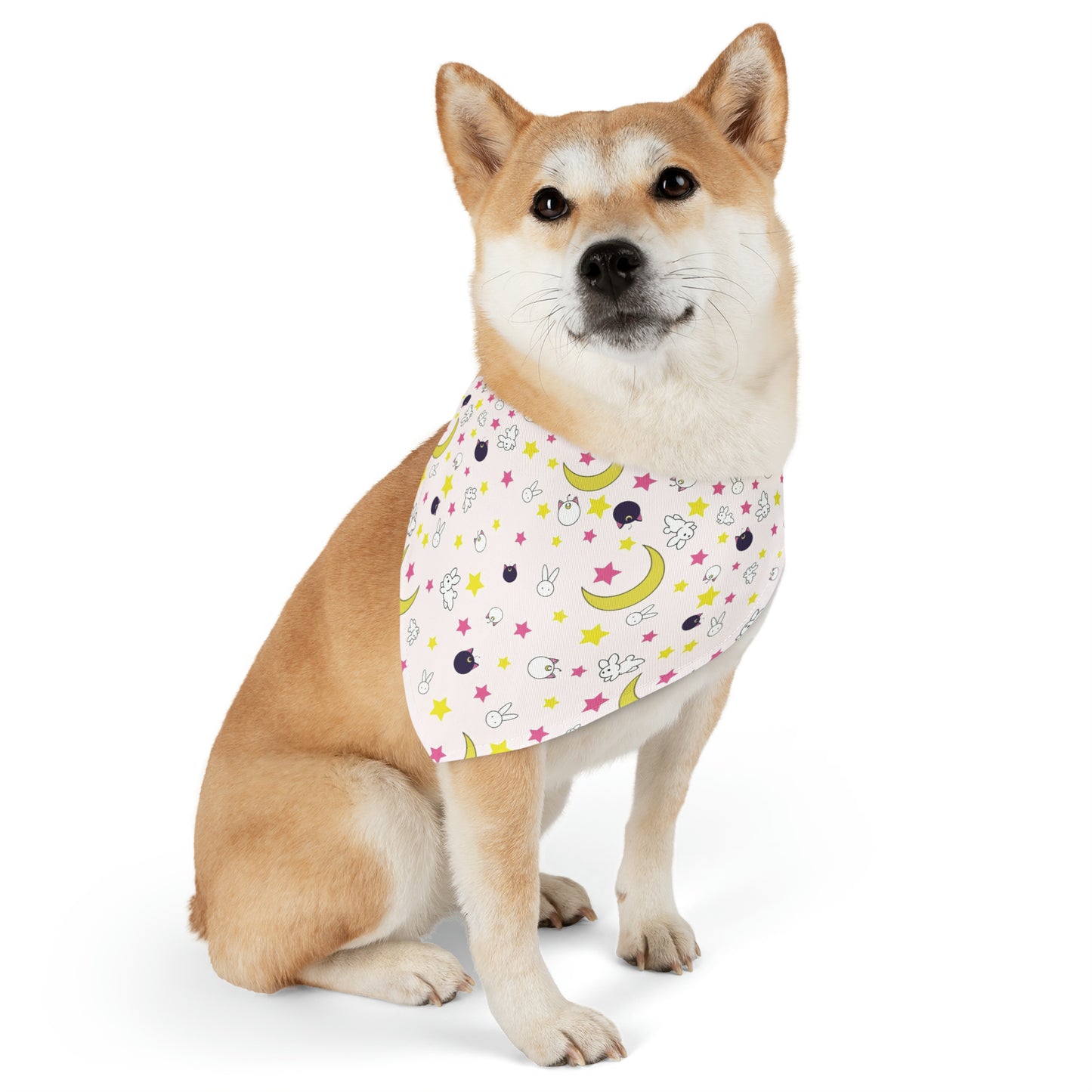 Bunny and Stars Moon Anime Pet Bandana pink cosplay collar