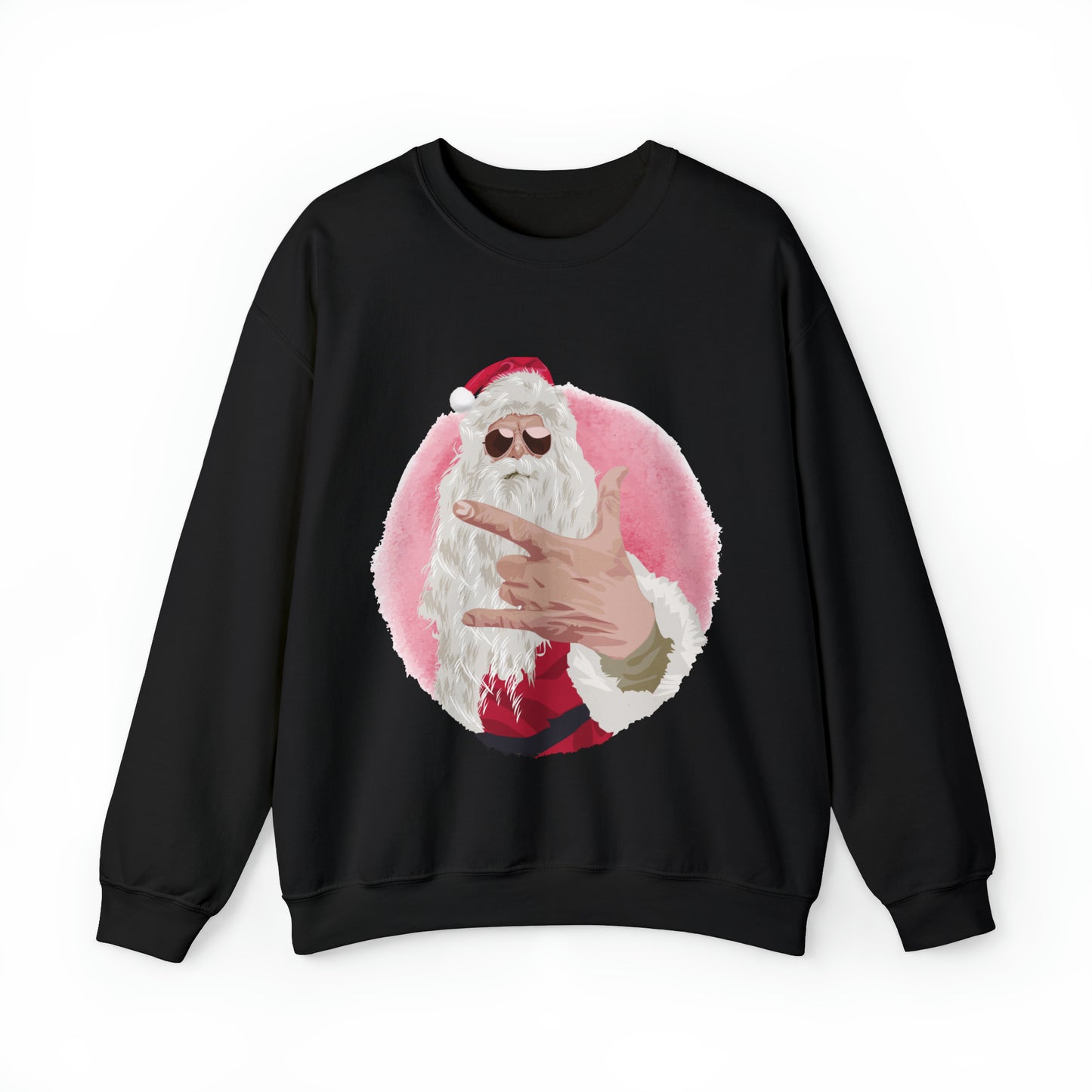 Unisex Heavy Blend™ Crewneck Sweatshirt Rock Santa Christmas gift, ugly sweater