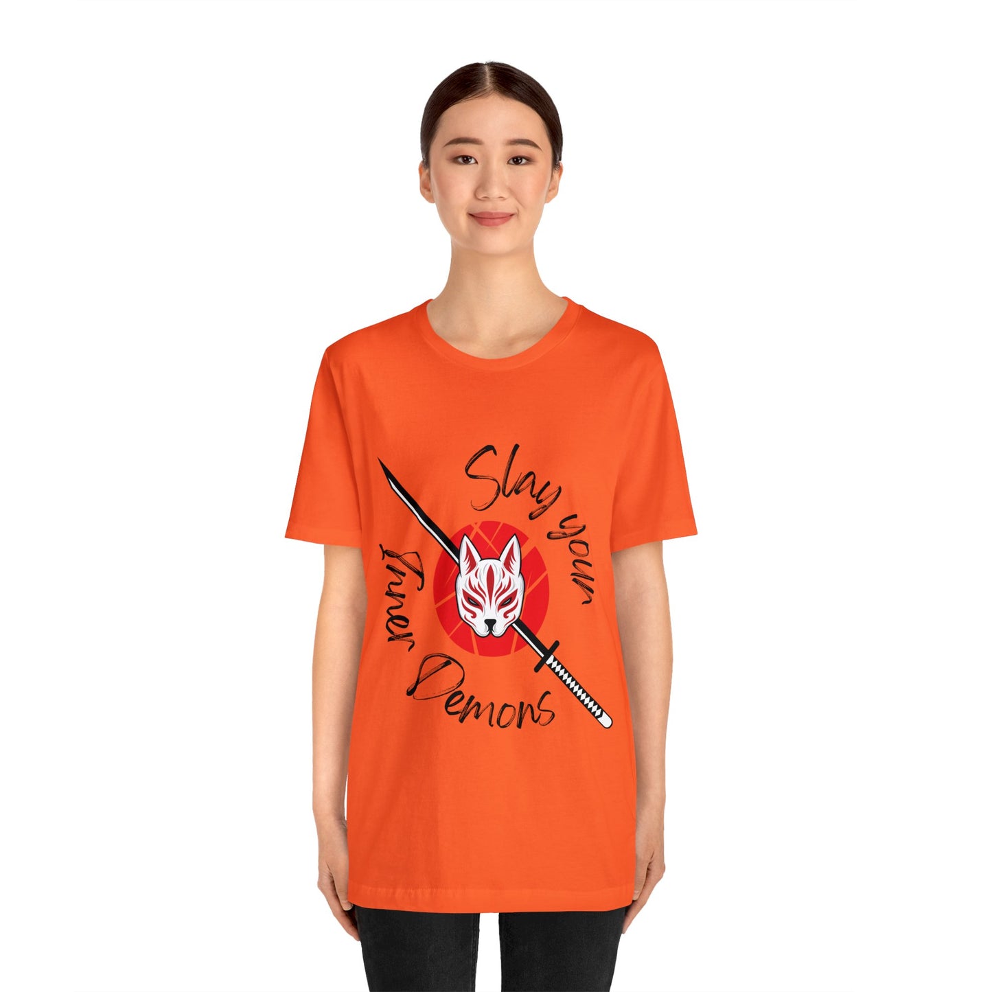 Unisex Jersey Short Sleeve Tee anime demon katana cat mask cosplay theme otaku t-shirts