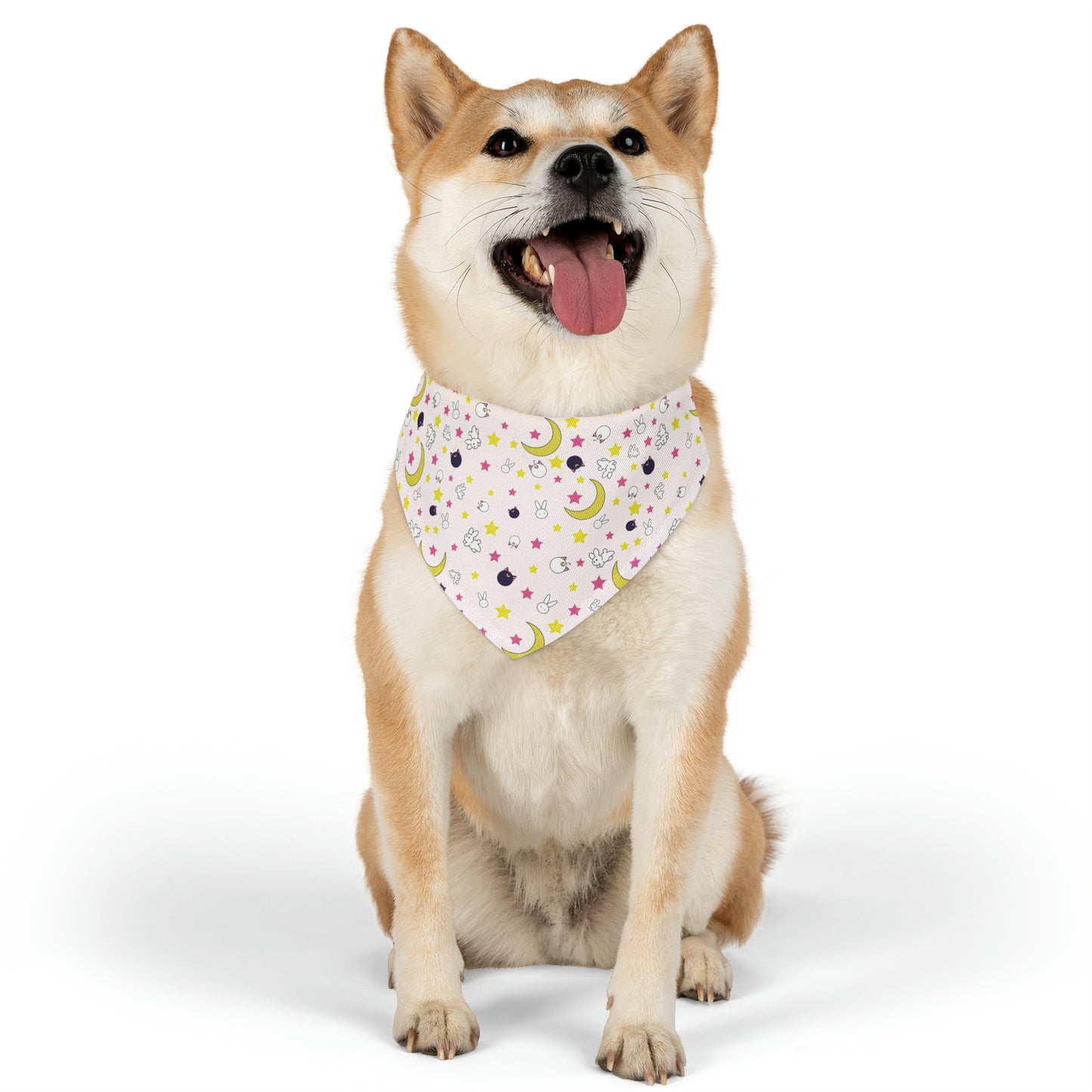 Bunny and Stars Moon Anime Pet Bandana pink cosplay collar
