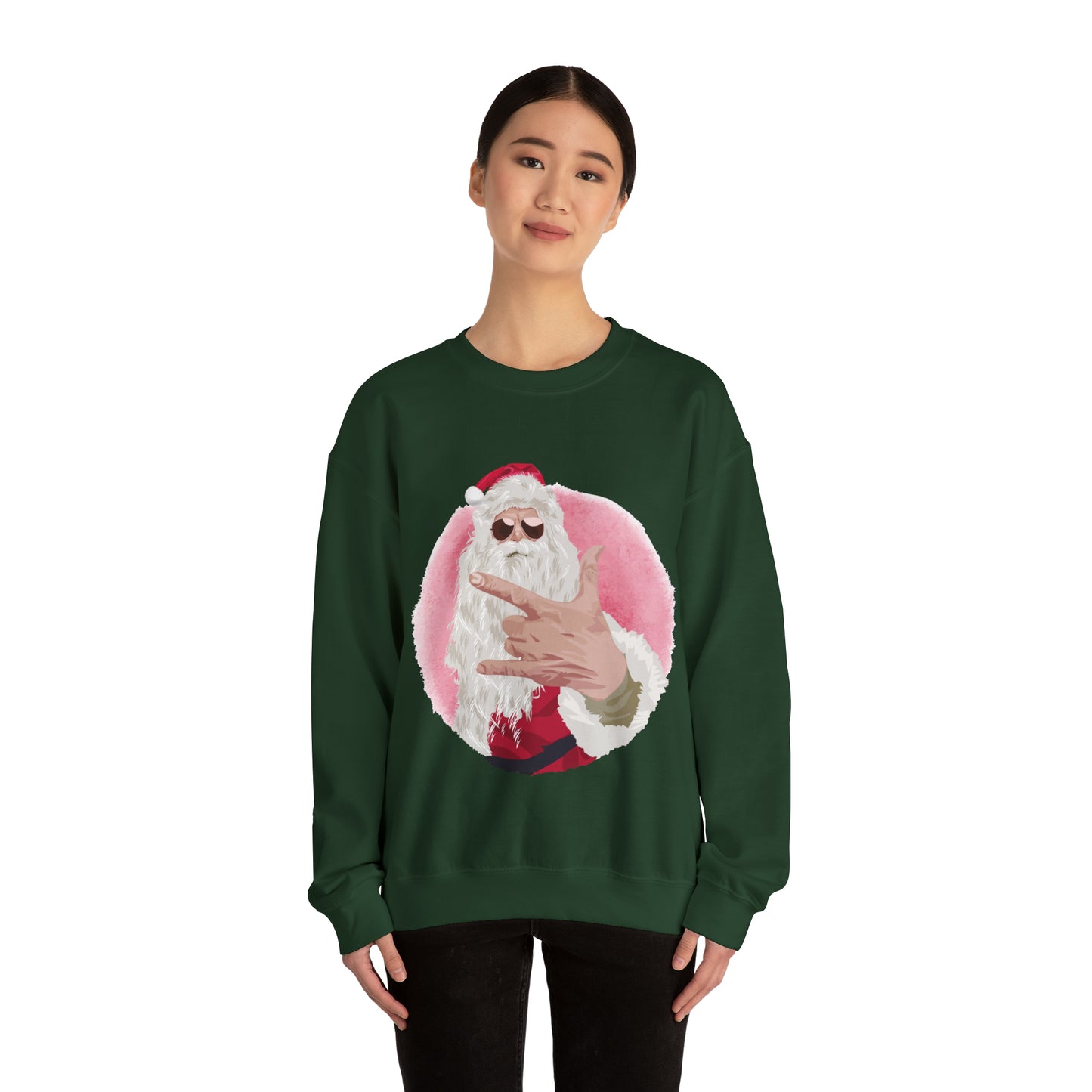 Unisex Heavy Blend™ Crewneck Sweatshirt Rock Santa Christmas gift, ugly sweater