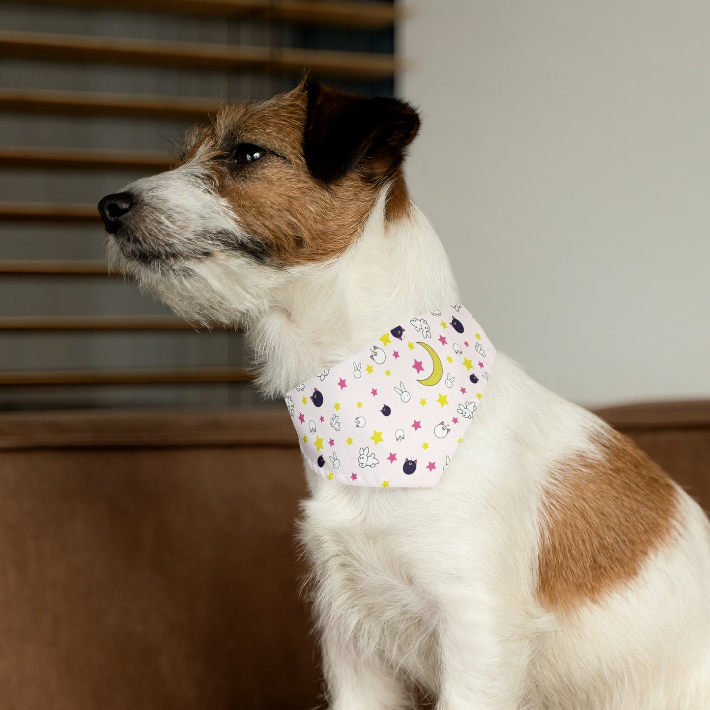 Bunny and Stars Moon Anime Pet Bandana pink cosplay collar