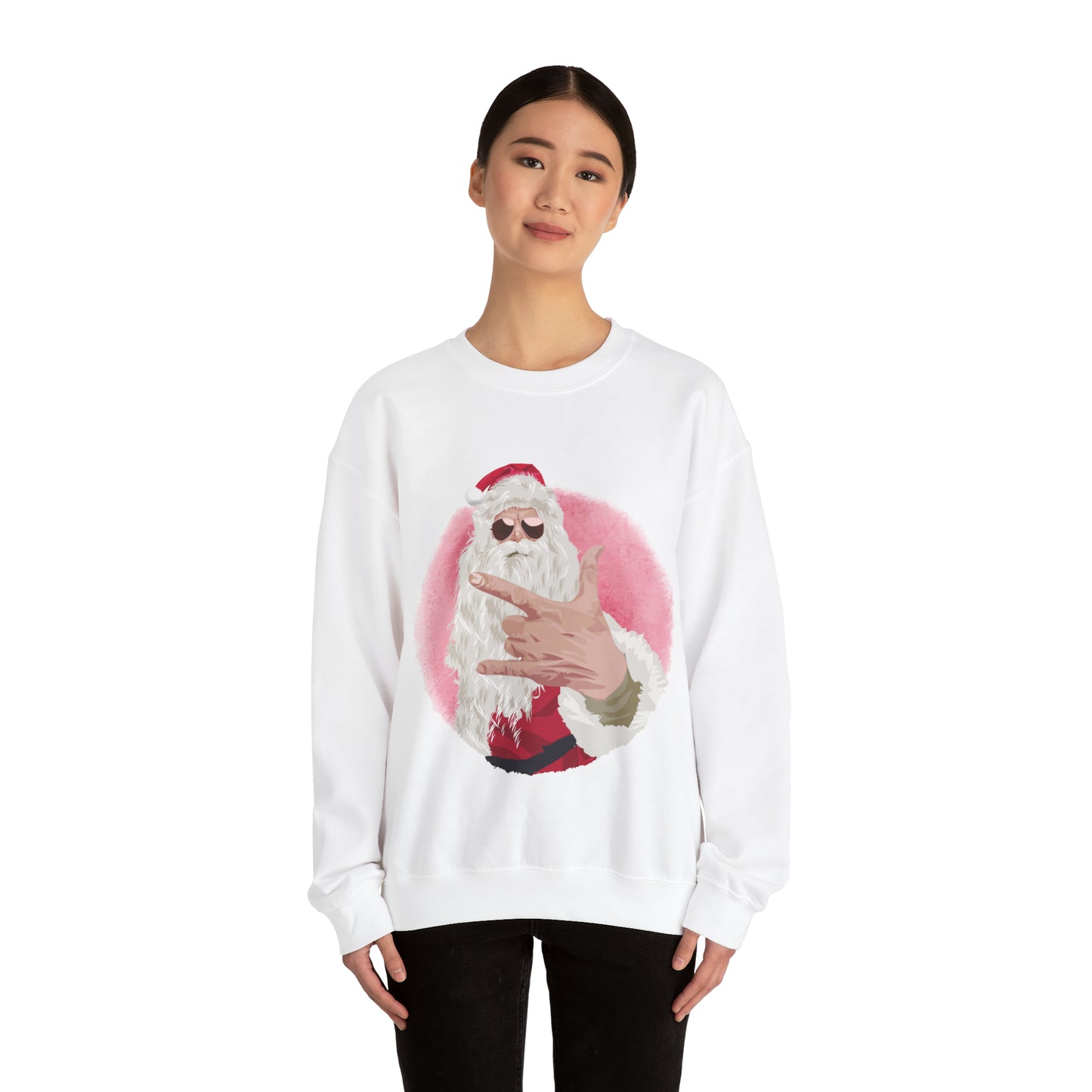 Unisex Heavy Blend™ Crewneck Sweatshirt Rock Santa Christmas gift, ugly sweater