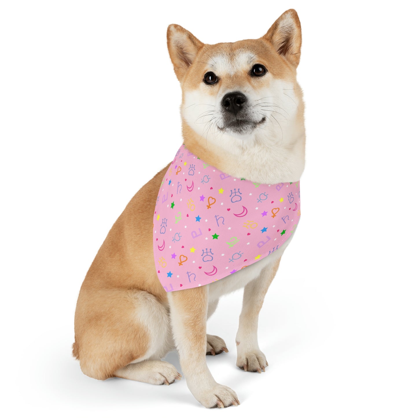 Moon Anime Symbols Pet Bandana Moon Wands Collar, kawaii lolita style pink anime pet cosplay, dog bandana
