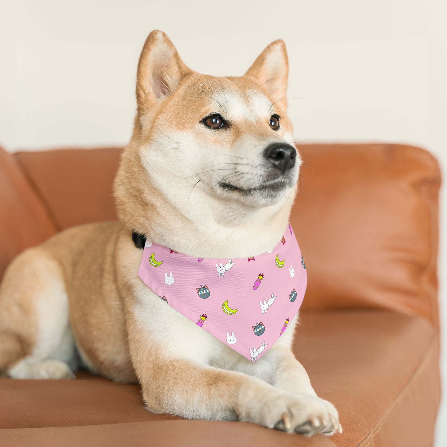 Strawberry Pet Bandana Moon Wands Collar, kawaii lolita style pink anime pet cosplay, dog bandana