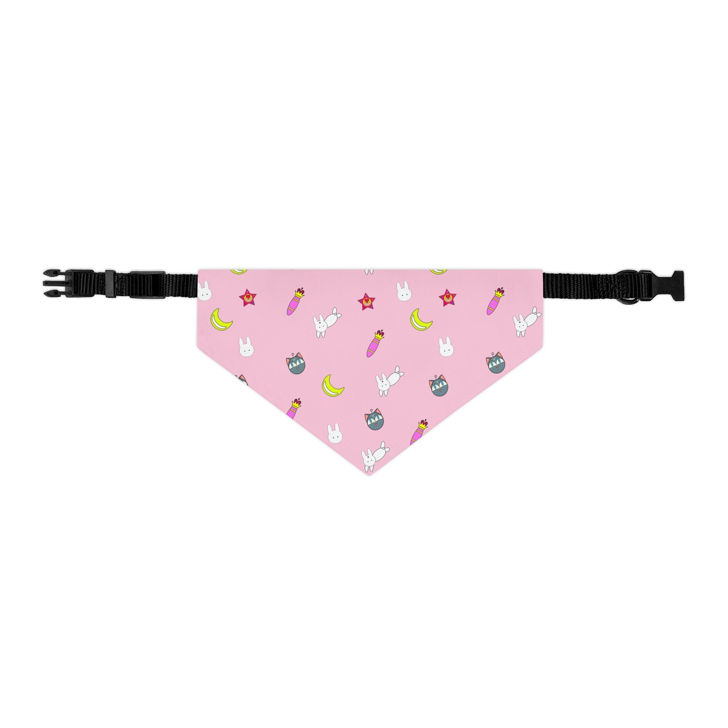 Strawberry Pet Bandana Moon Wands Collar, kawaii lolita style pink anime pet cosplay, dog bandana