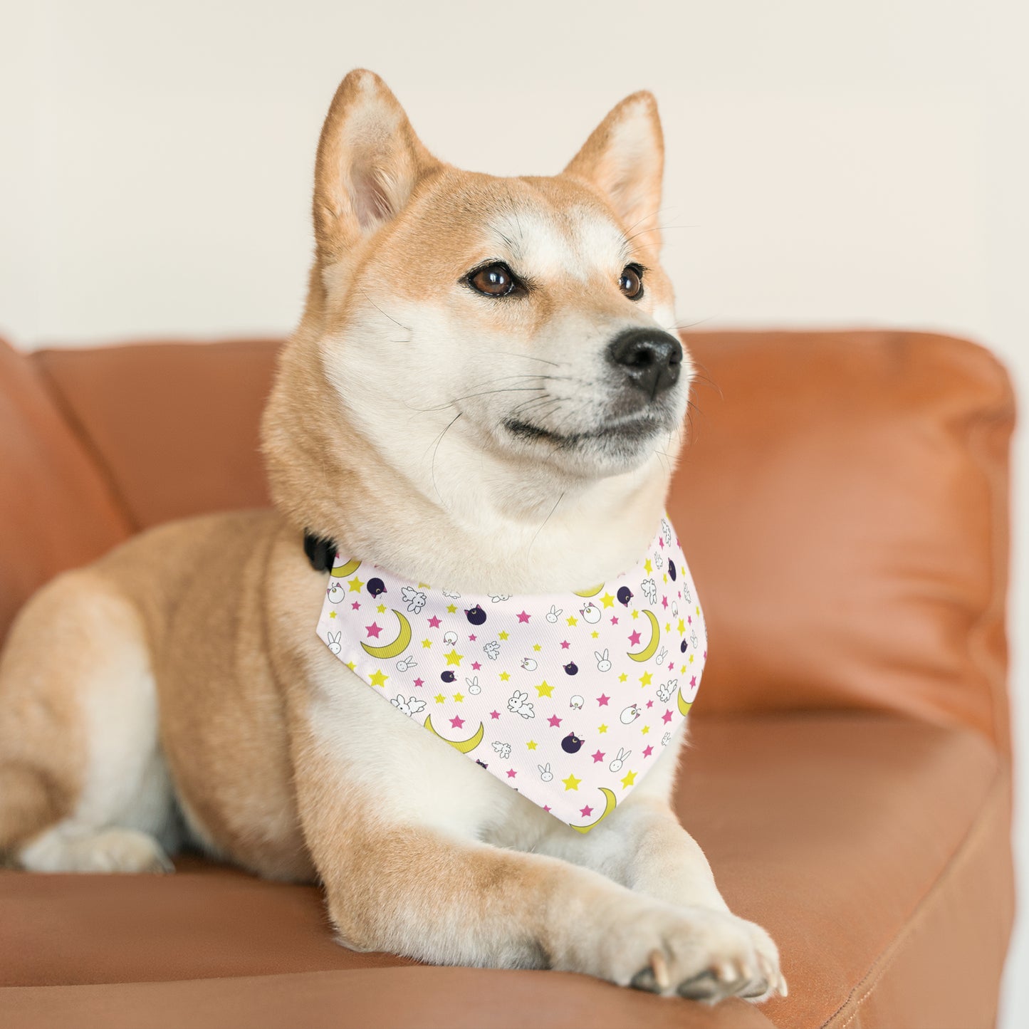 Bunny and Stars Moon Anime Pet Bandana pink cosplay collar