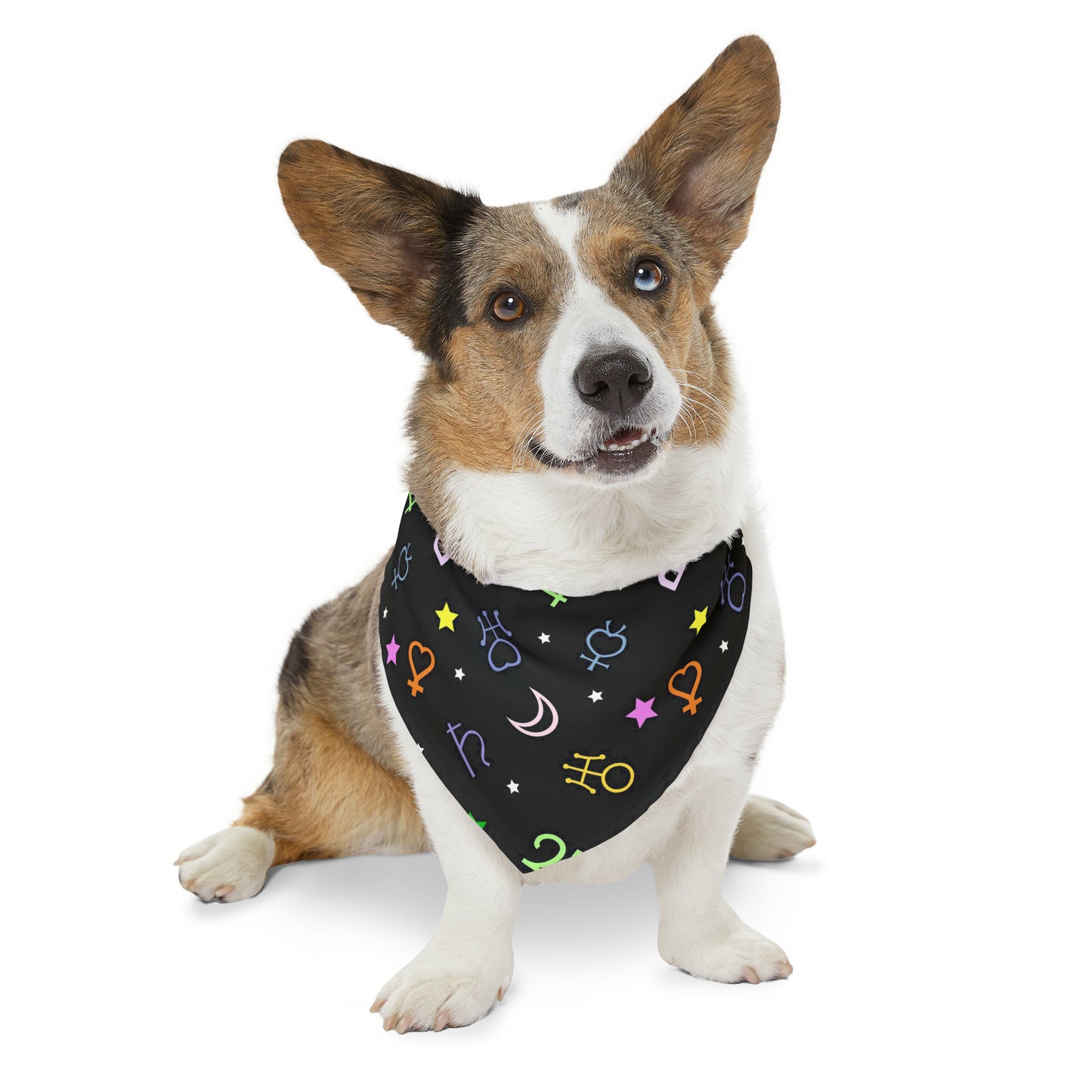 Pet Bandana Moon Symbols Collar, scouts, anime pet cosplay, black bandana