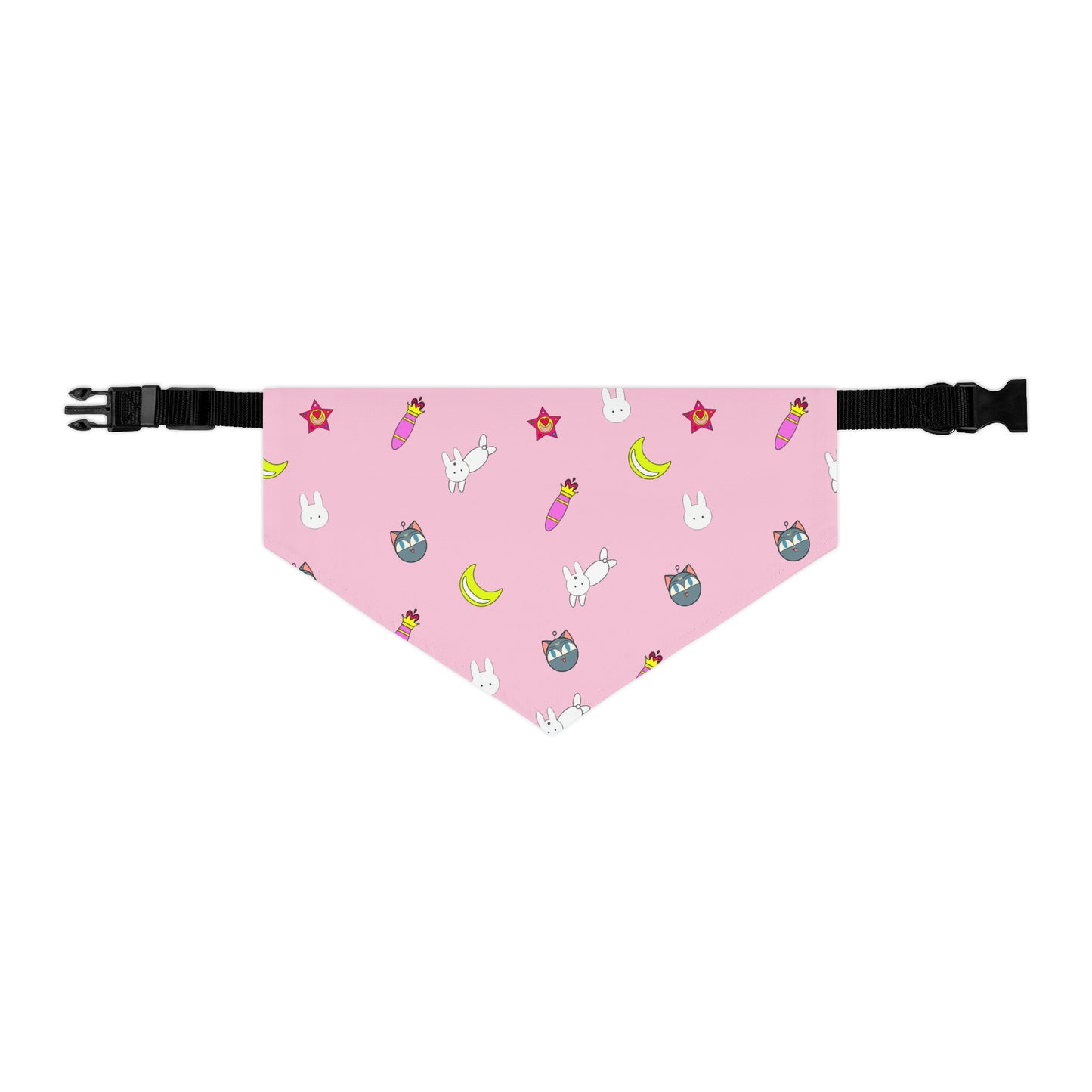 Strawberry Pet Bandana Moon Wands Collar, kawaii lolita style pink anime pet cosplay, dog bandana
