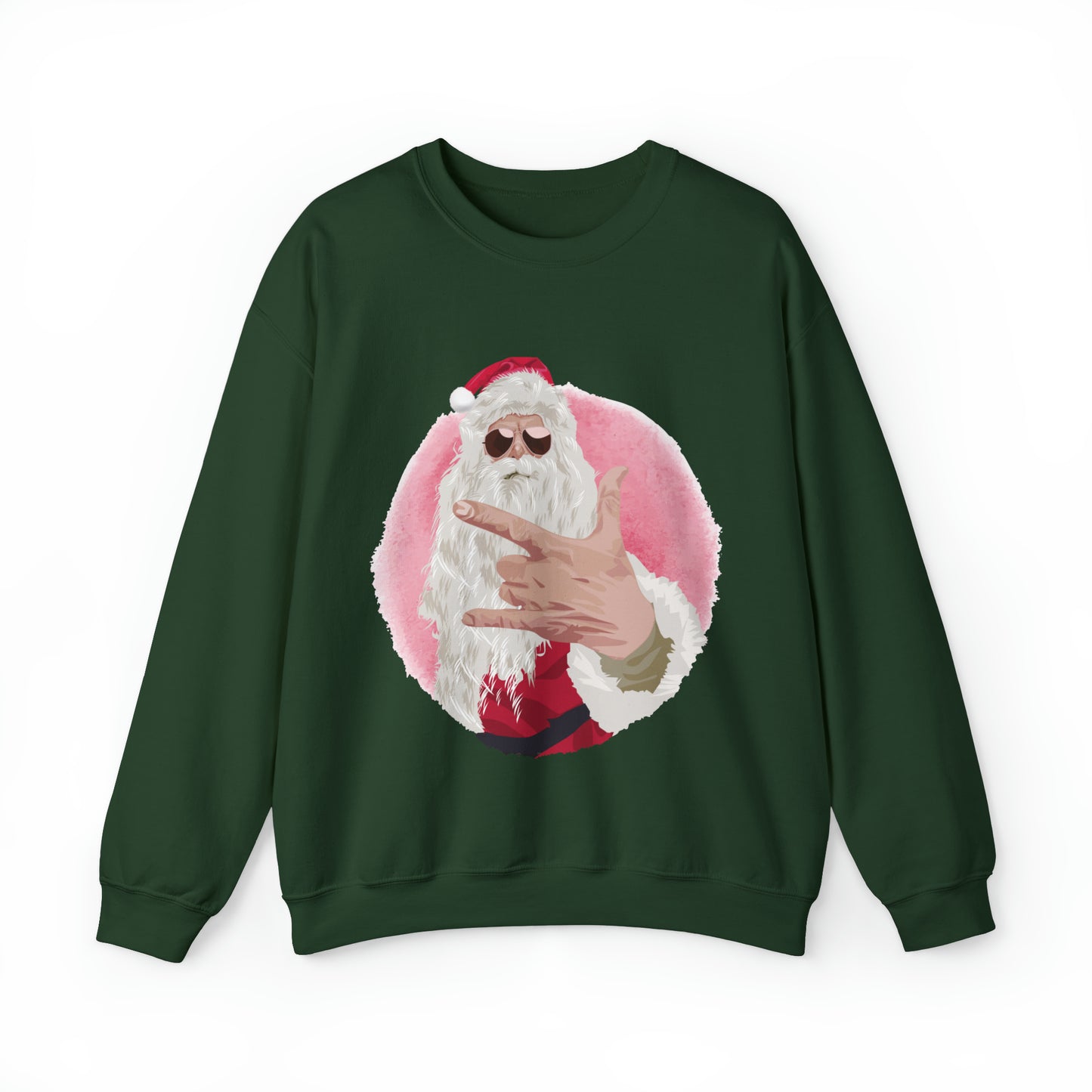 Unisex Heavy Blend™ Crewneck Sweatshirt Rock Santa Christmas gift, ugly sweater