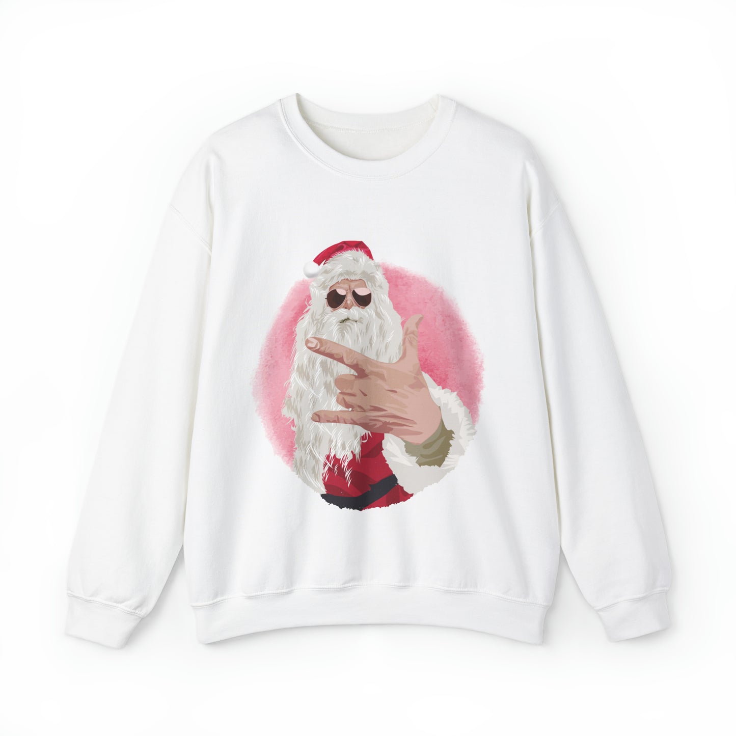 Unisex Heavy Blend™ Crewneck Sweatshirt Rock Santa Christmas gift, ugly sweater
