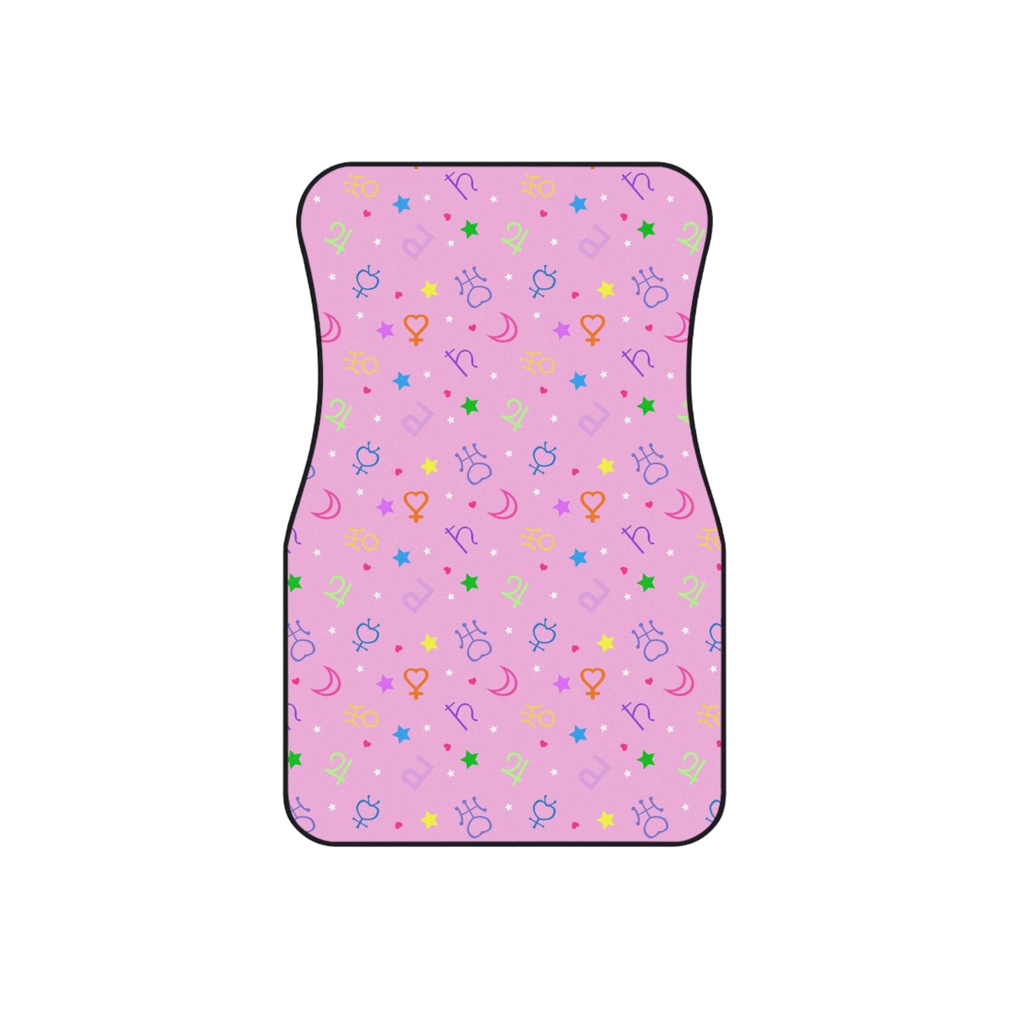 Car Mats (2x Front) Kawaii Floor mats, moon symbols planets pink cosplay car