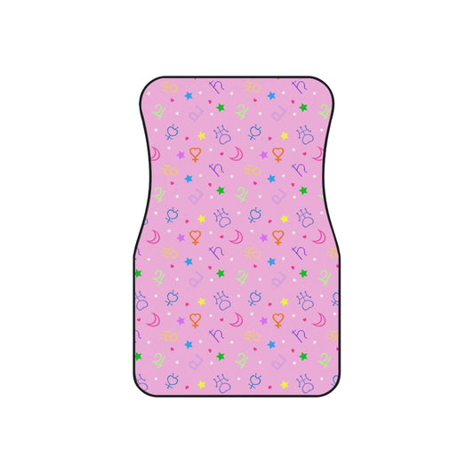 Car Mats (2x Front) Kawaii Floor mats, moon symbols planets pink cosplay car