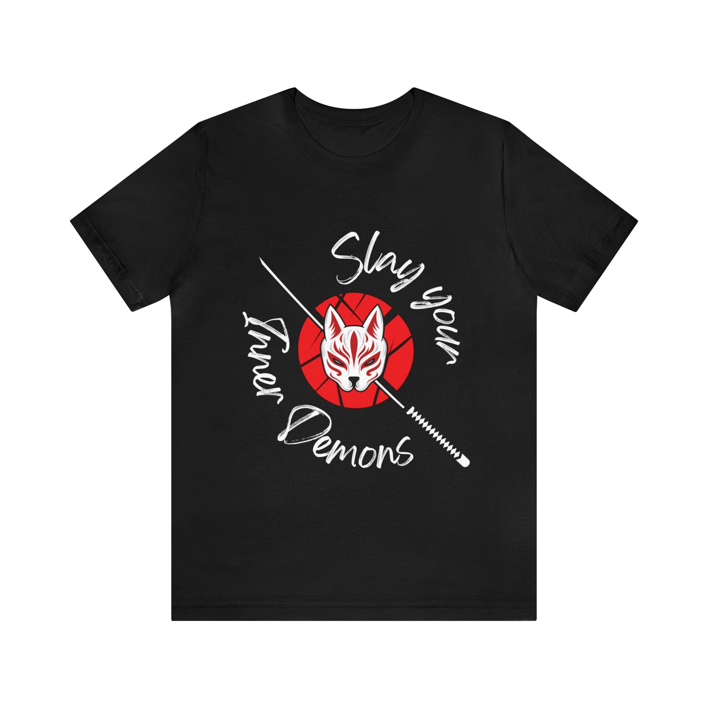 Unisex Jersey Short Sleeve Tee anime demon katana cat mask cosplay theme otaku t-shirts