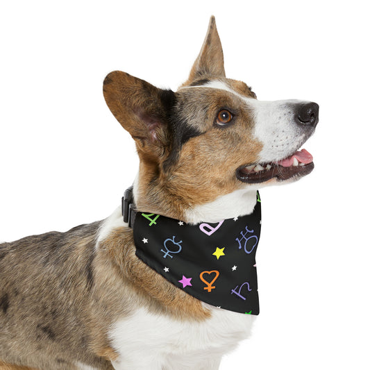 Pet Bandana Moon Symbols Collar, scouts, anime pet cosplay, black bandana