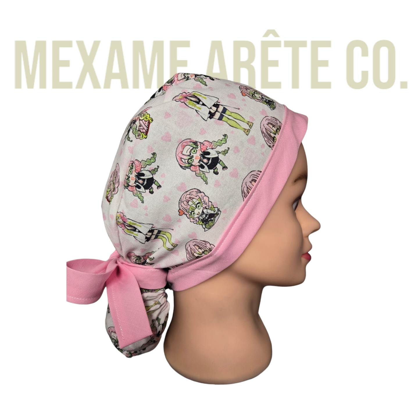 Ponytail Scrub Cap Traditional Kimomo Pink Mitsu