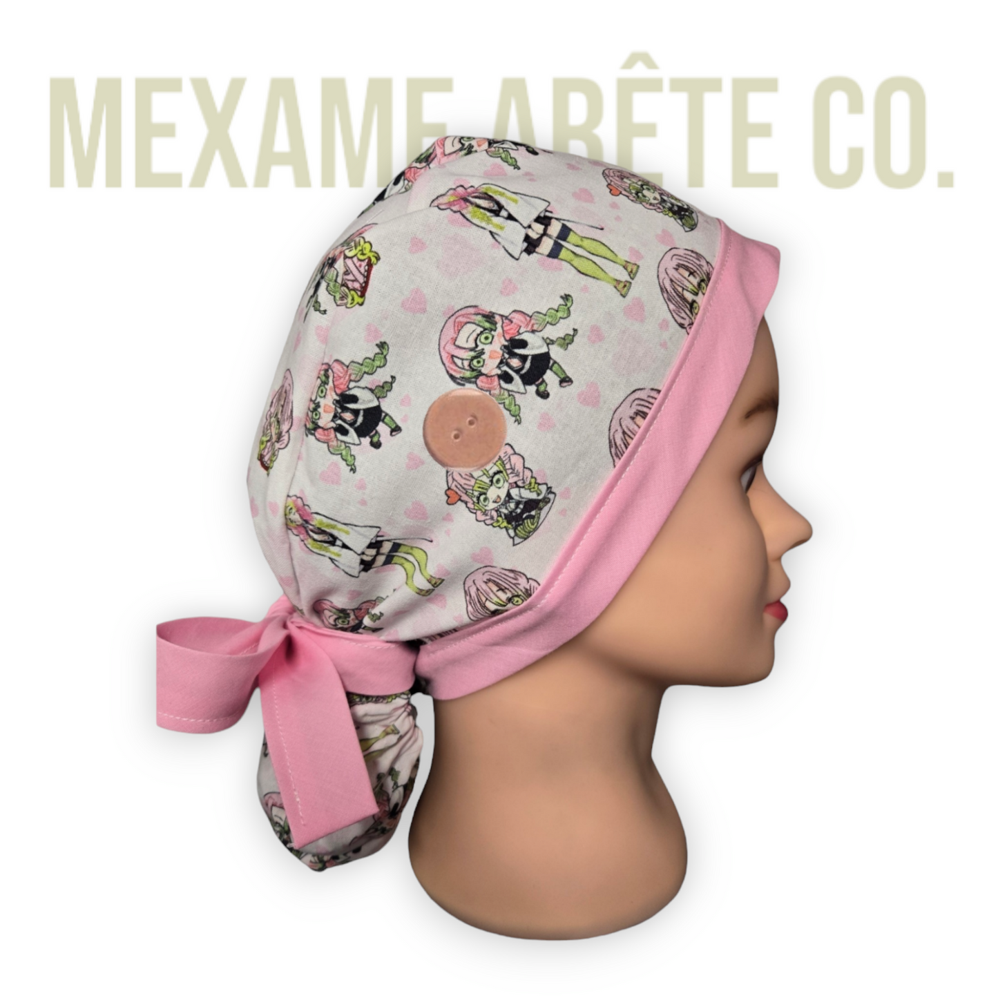 Ponytail Scrub Cap Traditional Kimomo Pink Mitsu