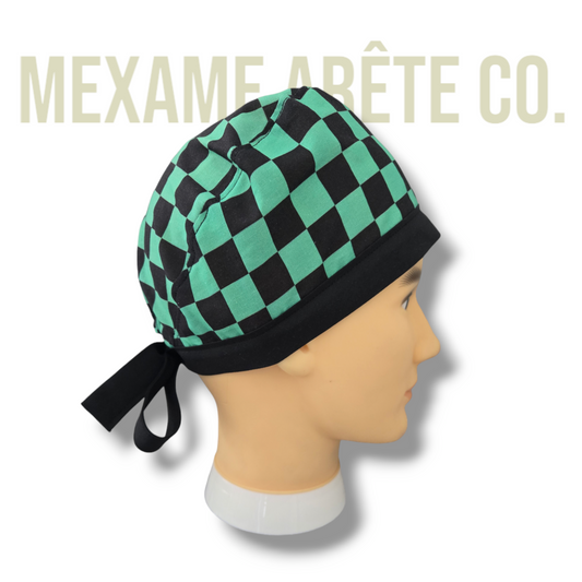 Color Band Short Hair Scrub Cap Tanjiro Small checkers