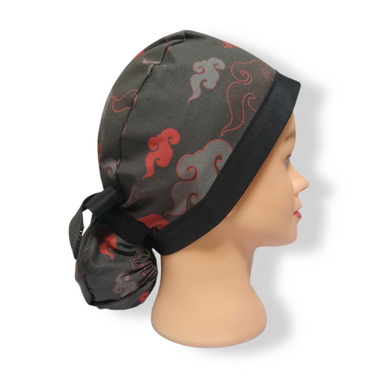 Gorro Médico Anime Rojo y Gris Nube Amanecer