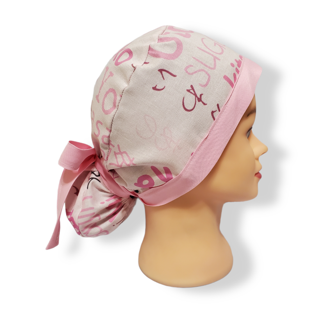 Gorro Médico Palabras Japonesas Rosa Bebé