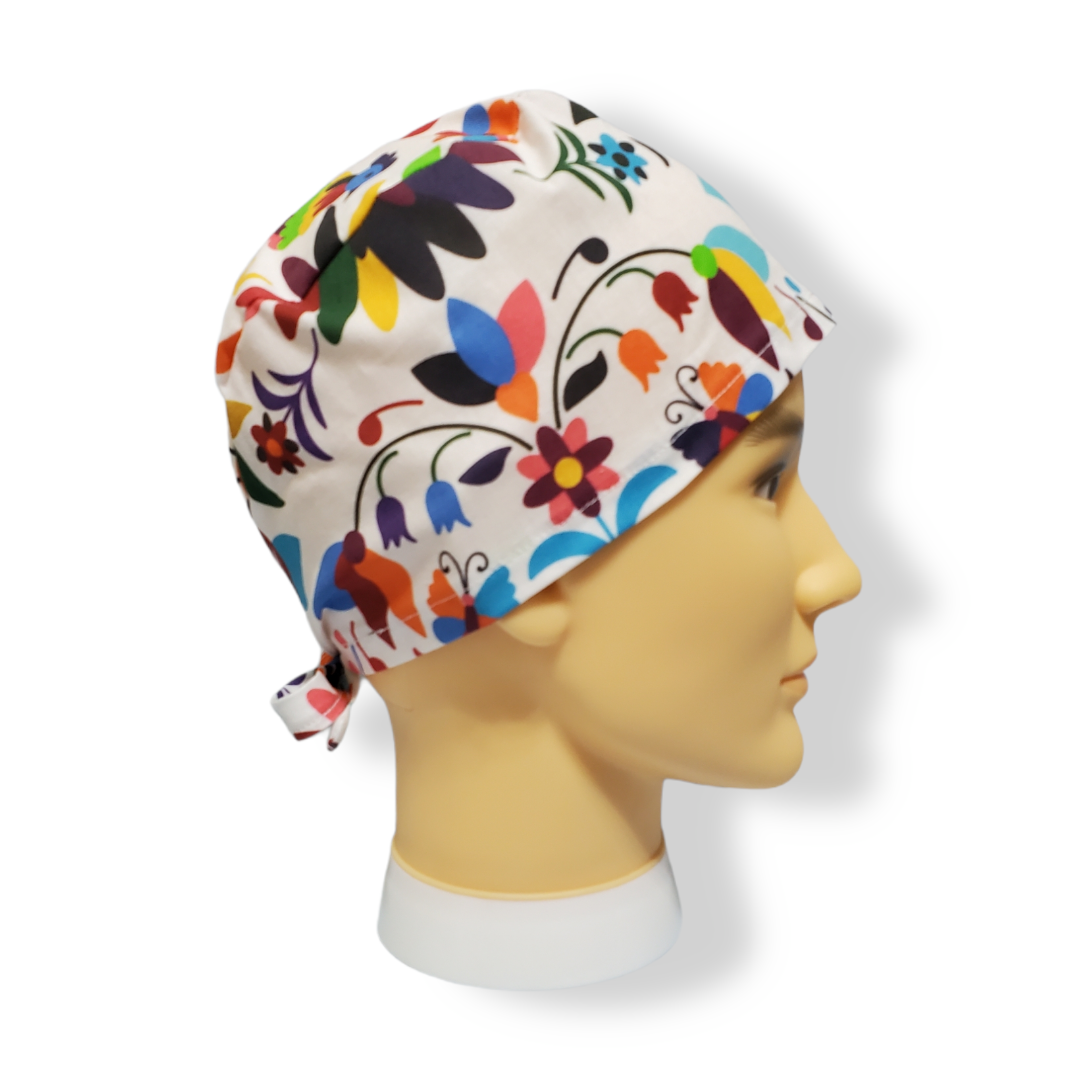 Gorro Médico de Pelo Corto Patrón de Bordado Mexicano