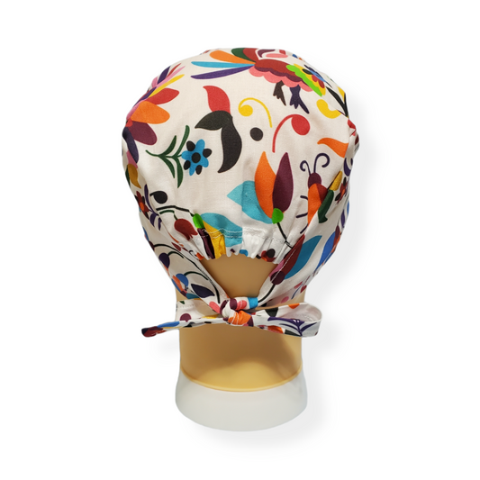 Short Hair Scrub Cap Mexican Embroidery Pattern