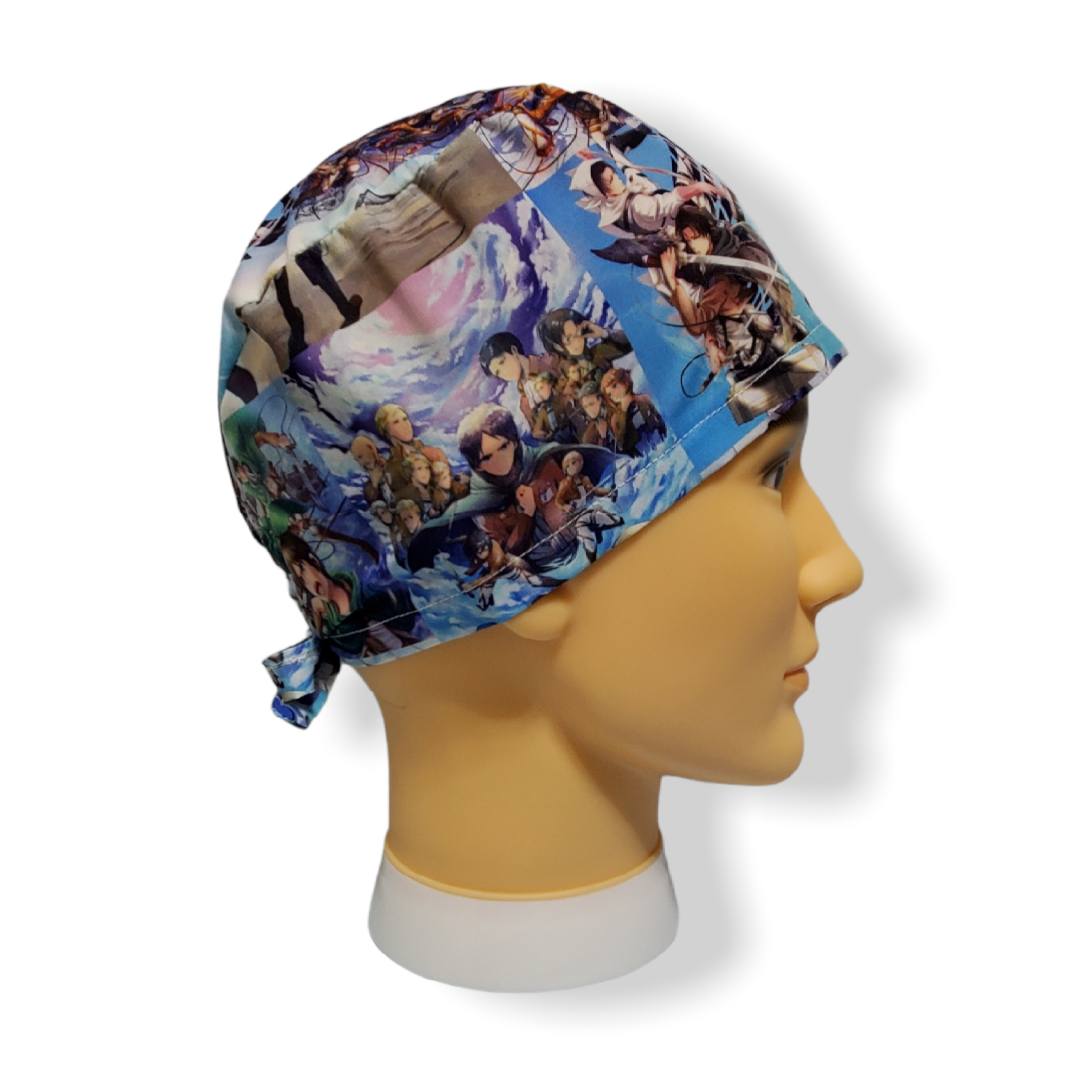 Short Hair Scrub Cap Blue Giant Attack