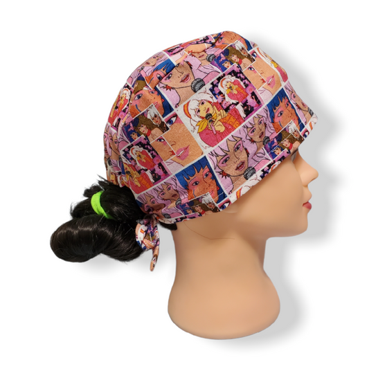 Short Hair Scrub Cap 80's Cartoon Singer Holograms