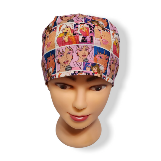 Short Hair Scrub Cap 80's Cartoon Singer Holograms