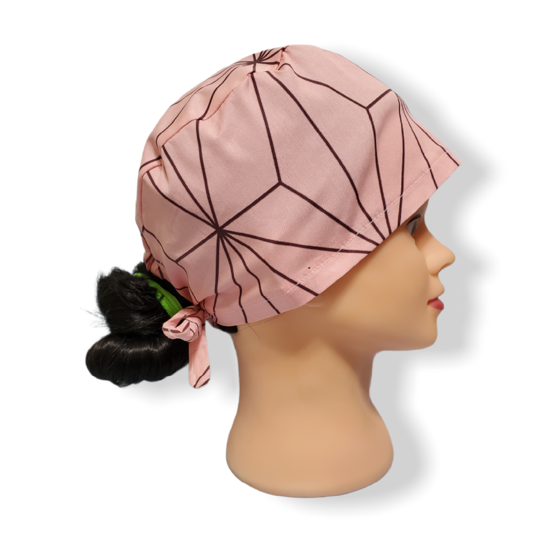 Short Hair Scrub Cap Traditional Japanese Nezuko Kimono